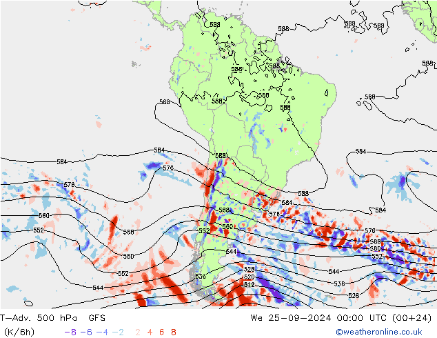 T-Adv. 500 hPa GFS wo 25.09.2024 00 UTC