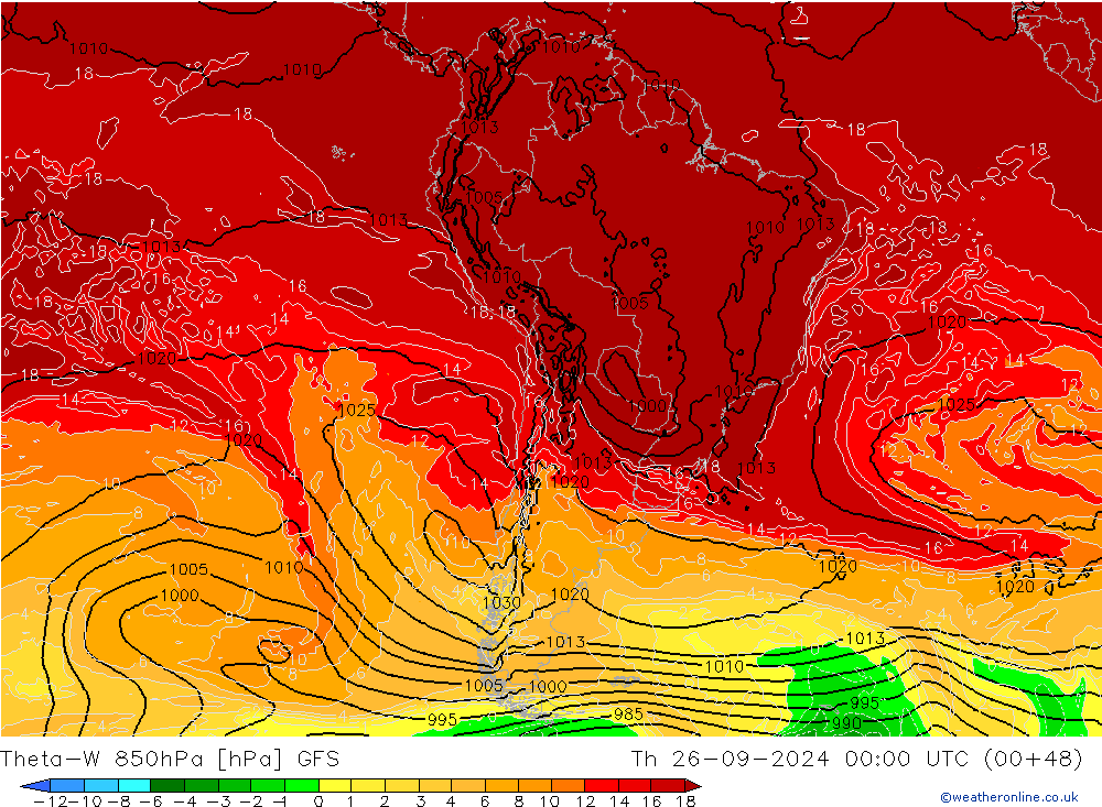 Theta-W 850hPa GFS Th 26.09.2024 00 UTC