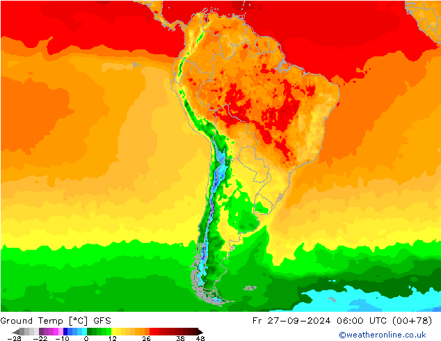 Ground Temp GFS Fr 27.09.2024 06 UTC