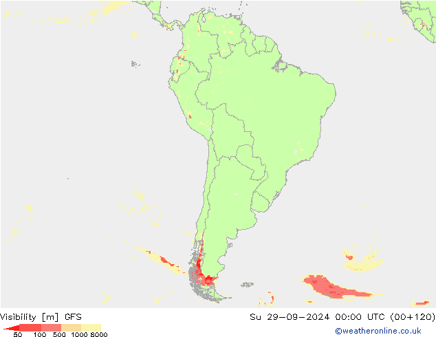 Visibility GFS Su 29.09.2024 00 UTC