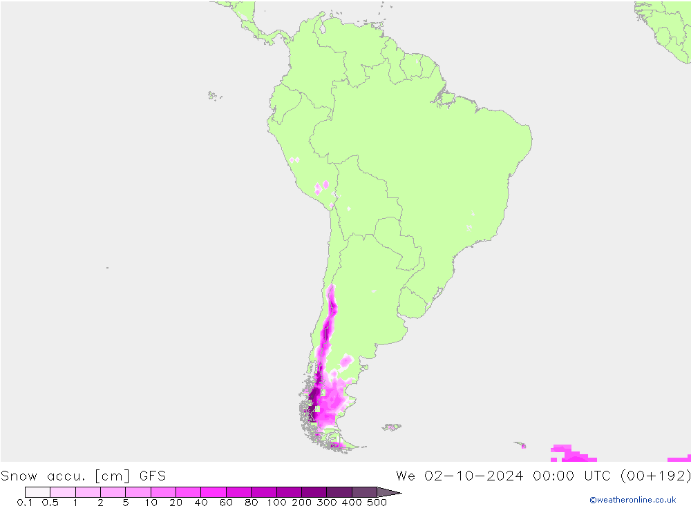 Snow accu. GFS We 02.10.2024 00 UTC