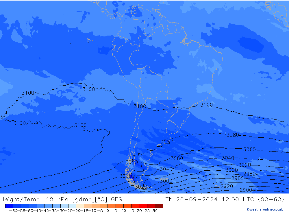 Height/Temp. 10 гПа GFS чт 26.09.2024 12 UTC