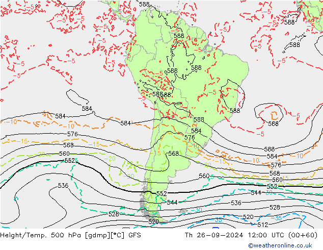 Height/Temp. 500 hPa GFS Čt 26.09.2024 12 UTC