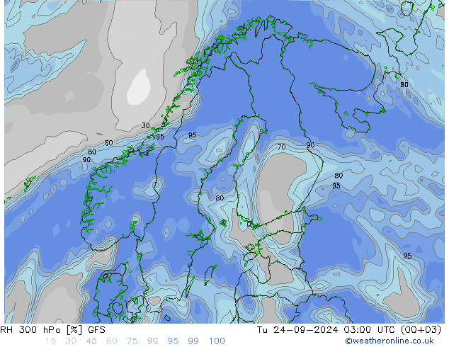 RH 300 hPa GFS Tu 24.09.2024 03 UTC