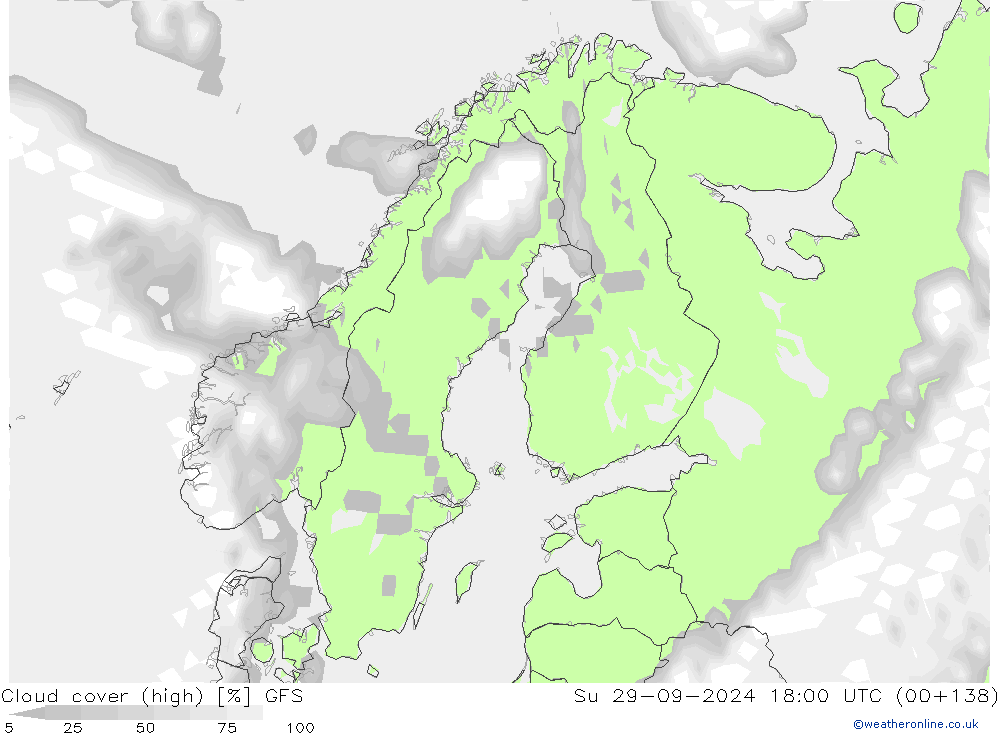 Bewolking (Hoog) GFS september 2024