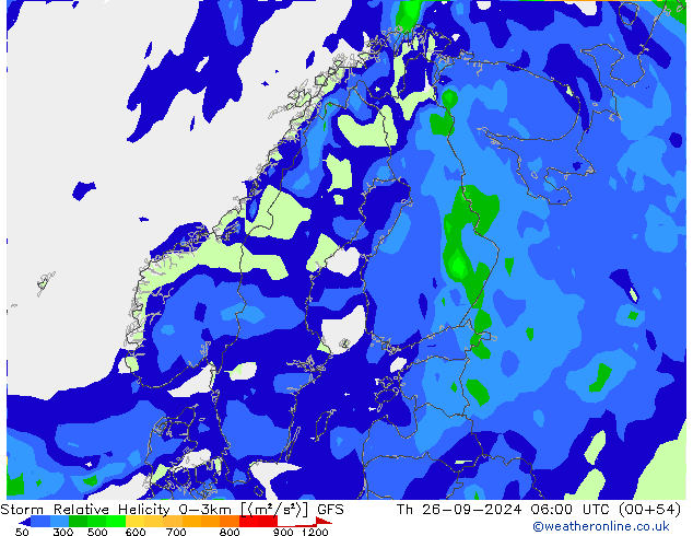 Storm Relative Helicity GFS do 26.09.2024 06 UTC