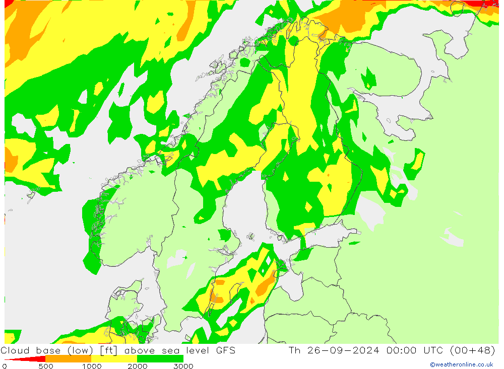 Cloud base (low) GFS  26.09.2024 00 UTC