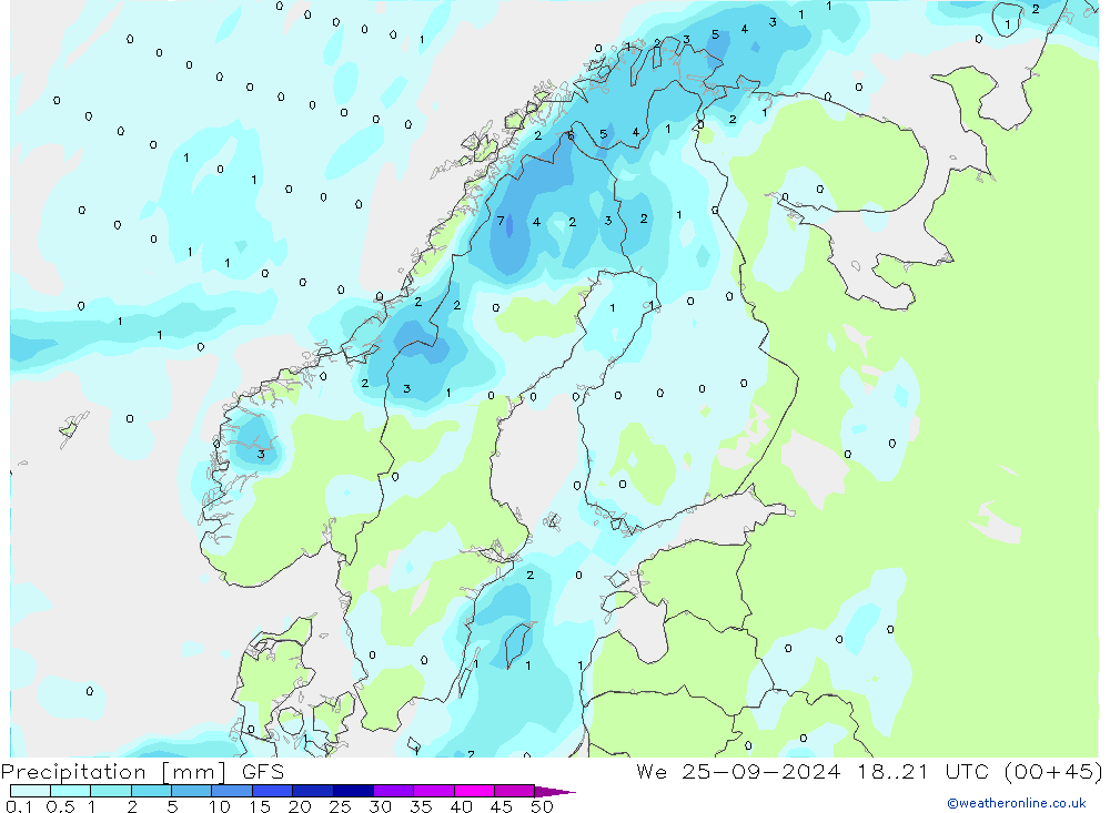 Precipitation GFS We 25.09.2024 21 UTC