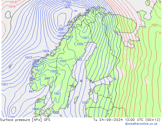 Surface pressure GFS Tu 24.09.2024 12 UTC