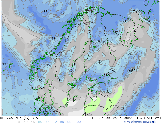 700 hPa Nispi Nem GFS Paz 29.09.2024 06 UTC