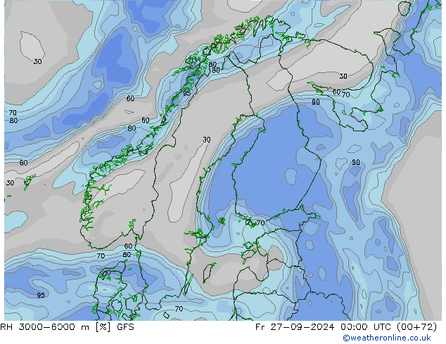 RH 3000-6000 m GFS Sex 27.09.2024 00 UTC