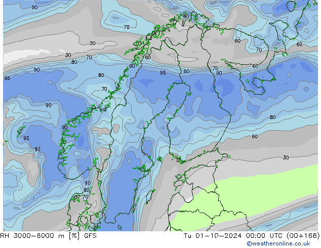 RH 3000-6000 m GFS  01.10.2024 00 UTC