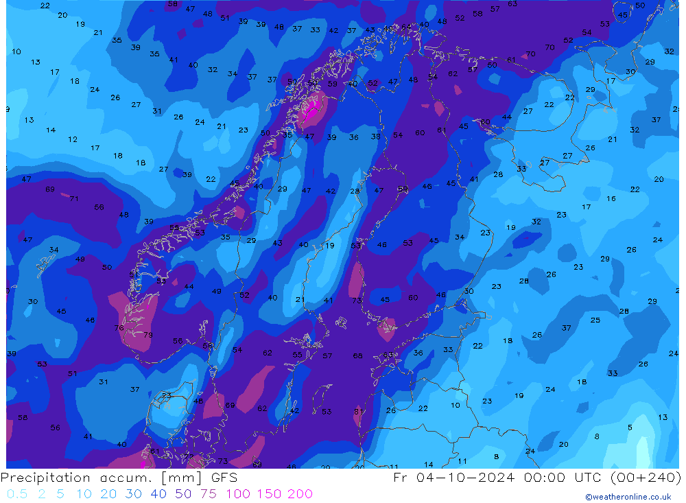 Precipitation accum. GFS Sex 04.10.2024 00 UTC