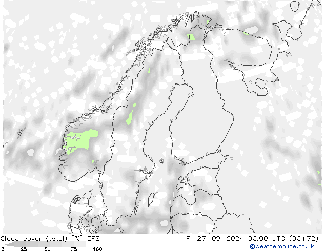 Bulutlar (toplam) GFS Cu 27.09.2024 00 UTC