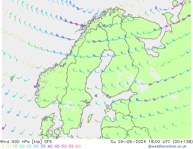 Wind 900 hPa GFS Su 29.09.2024 18 UTC