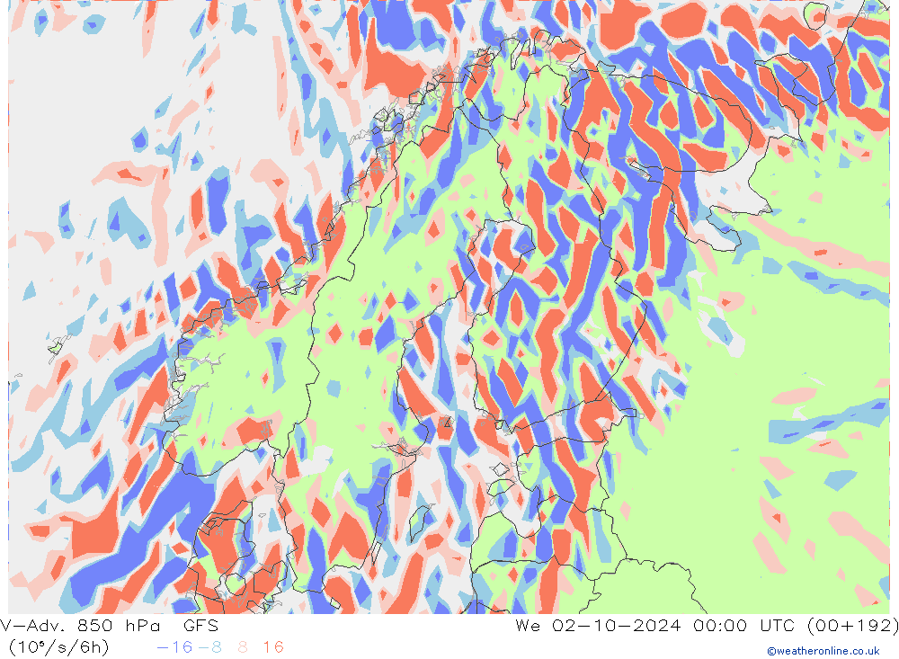 V-Adv. 850 hPa GFS Říjen 2024