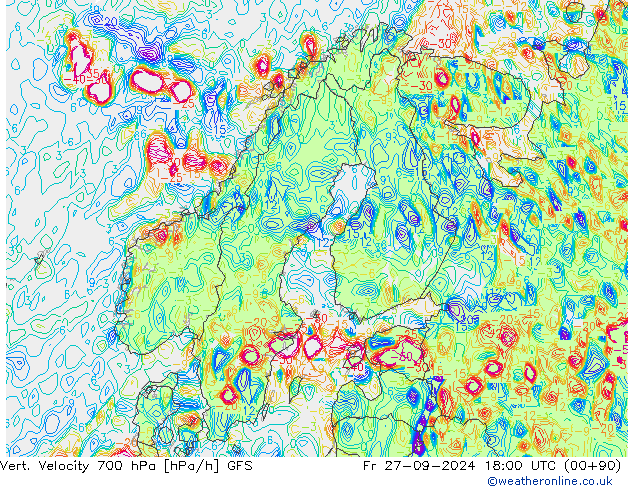 Vert. Velocity 700 hPa GFS Sex 27.09.2024 18 UTC