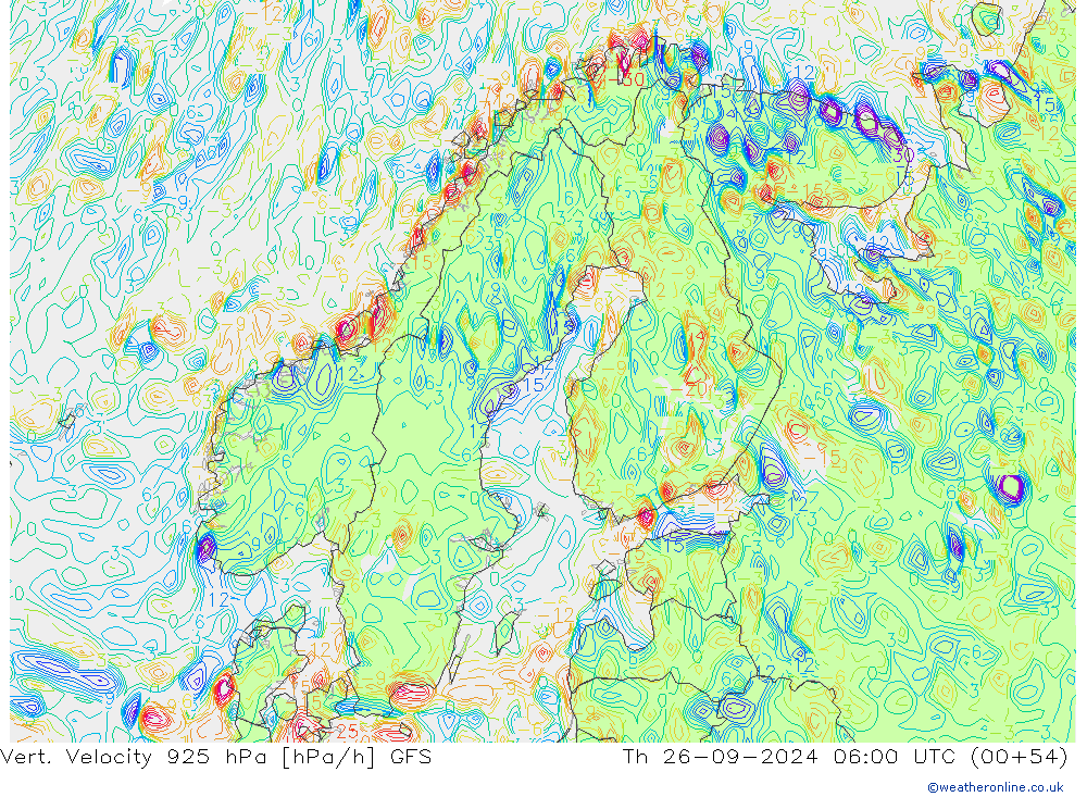 Vert. Velocity 925 hPa GFS gio 26.09.2024 06 UTC