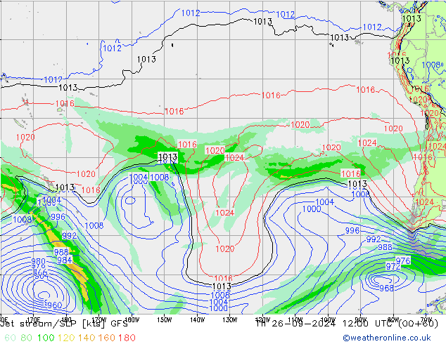 Jet stream/SLP GFS Th 26.09.2024 12 UTC