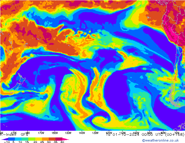 K-Index GFS вт 01.10.2024 00 UTC