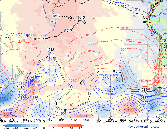 Druktendens (+/-) GFS wo 25.09.2024 06 UTC