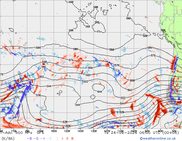 T-Adv. 500 hPa GFS Út 24.09.2024 06 UTC