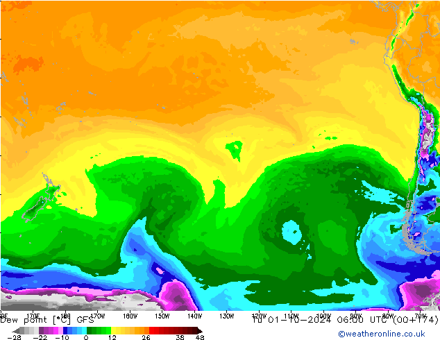 Dew point GFS Tu 01.10.2024 06 UTC