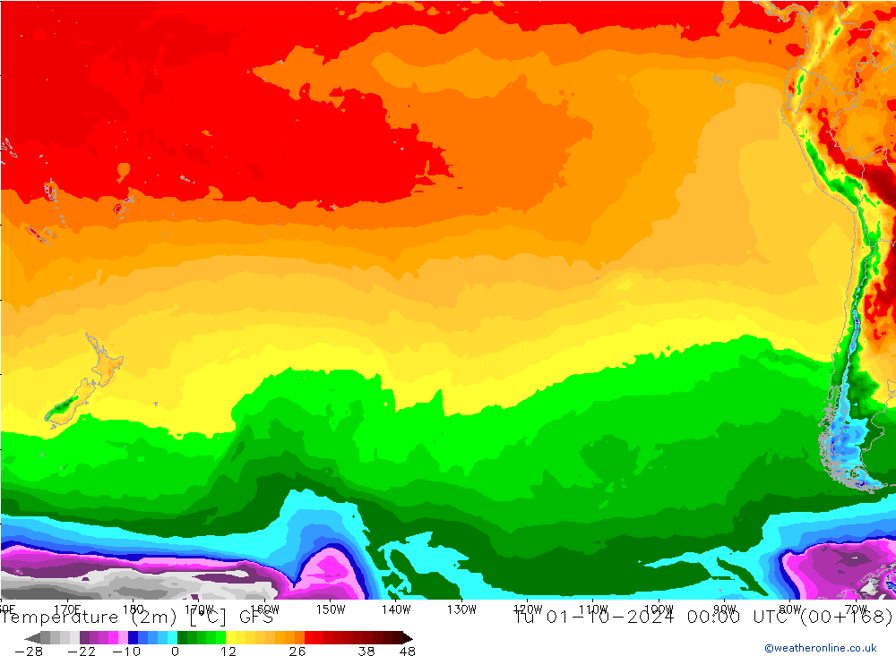 Temperature (2m) GFS Út 01.10.2024 00 UTC