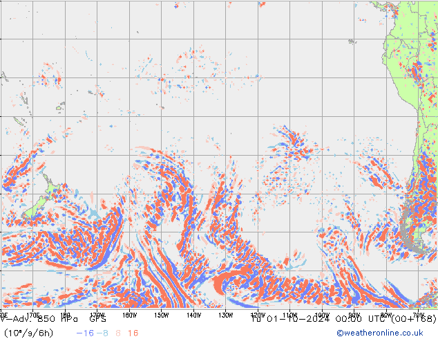 V-Adv. 850 hPa GFS Tu 01.10.2024 00 UTC