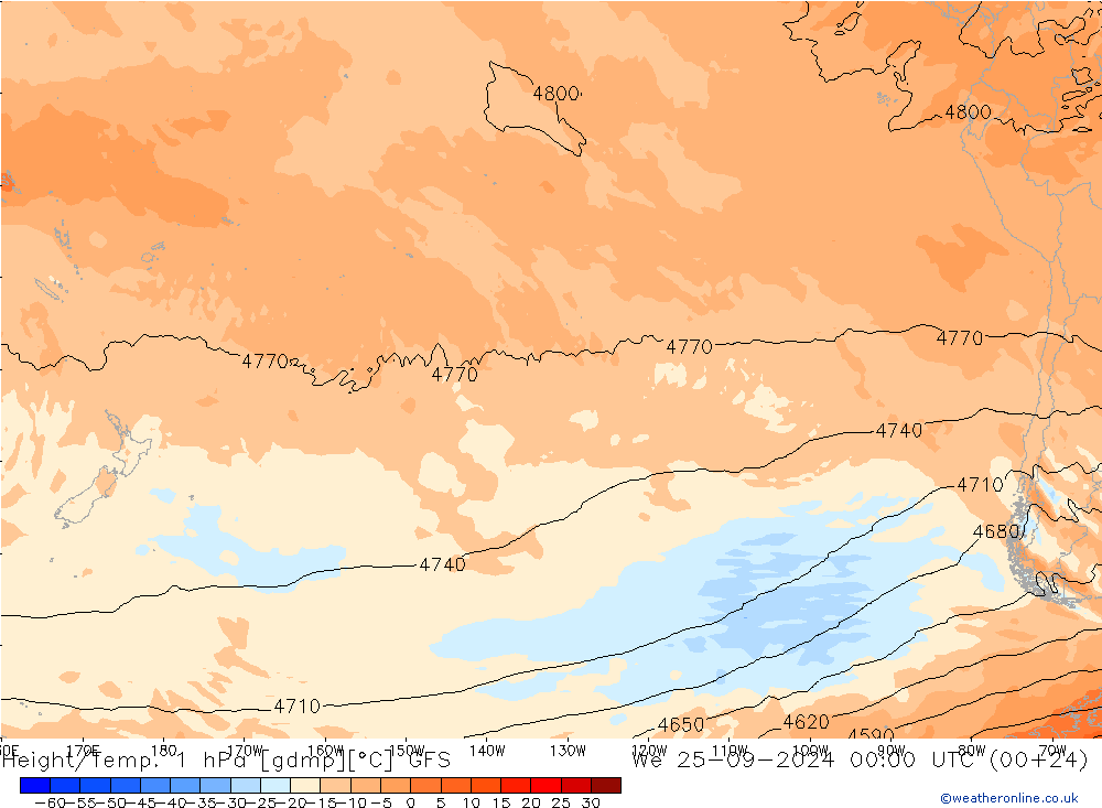 Géop./Temp. 1 hPa GFS mer 25.09.2024 00 UTC