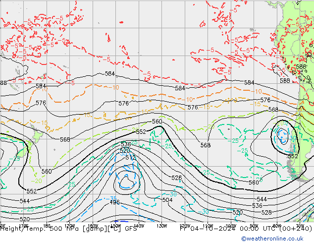 Z500/Rain (+SLP)/Z850 GFS ven 04.10.2024 00 UTC