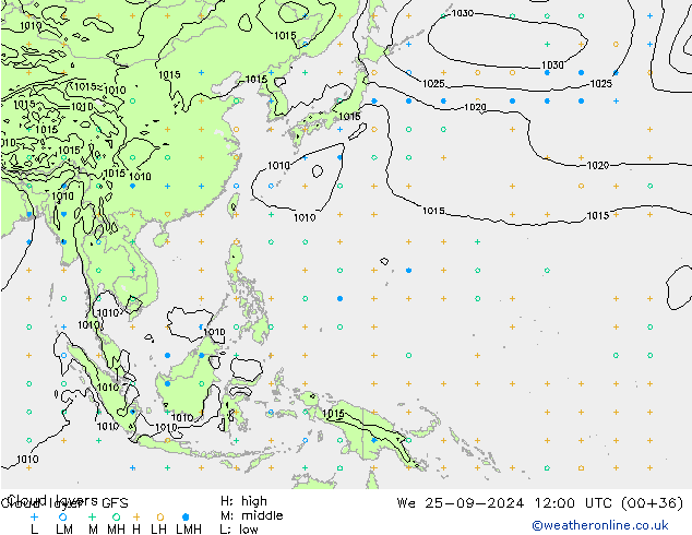 Cloud layer GFS mer 25.09.2024 12 UTC