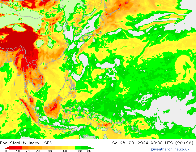 Fog Stability Index GFS Sáb 28.09.2024 00 UTC