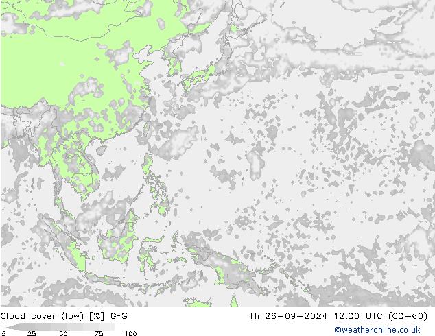 Cloud cover (low) GFS September 2024