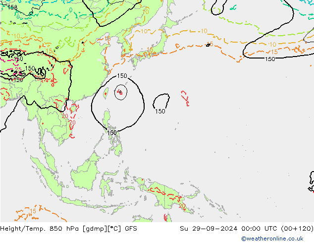 Height/Temp. 850 hPa GFS So 29.09.2024 00 UTC