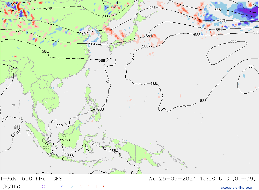 T-Adv. 500 hPa GFS We 25.09.2024 15 UTC