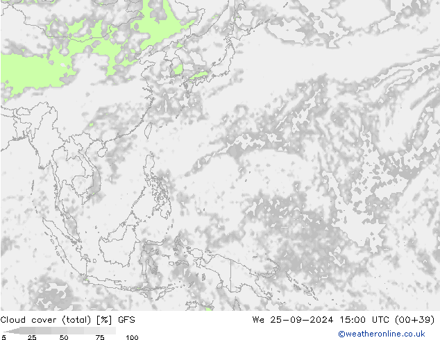 облака (сумма) GFS ср 25.09.2024 15 UTC