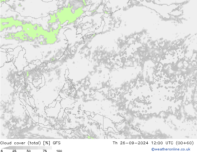 Cloud cover (total) GFS September 2024