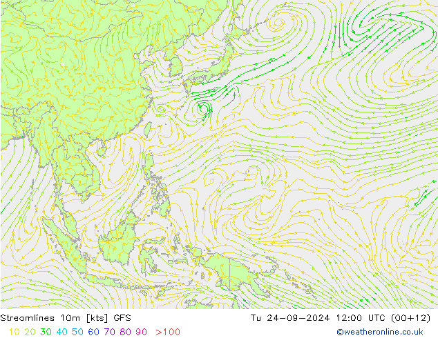 ветер 10m GFS вт 24.09.2024 12 GMT