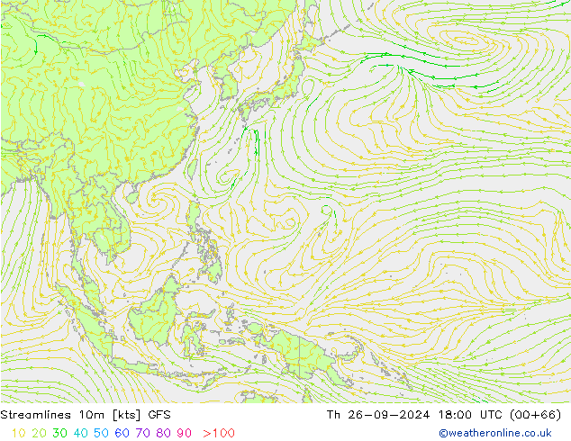 ветер 10m GFS чт 26.09.2024 18 UTC