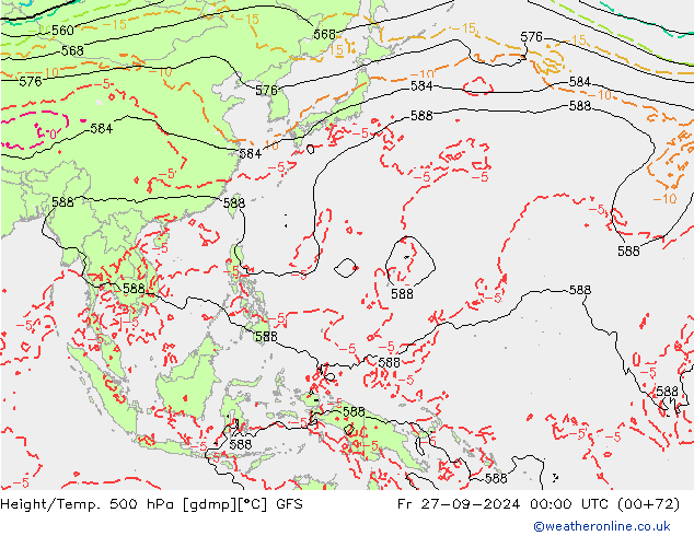 Z500/Rain (+SLP)/Z850 GFS Fr 27.09.2024 00 UTC