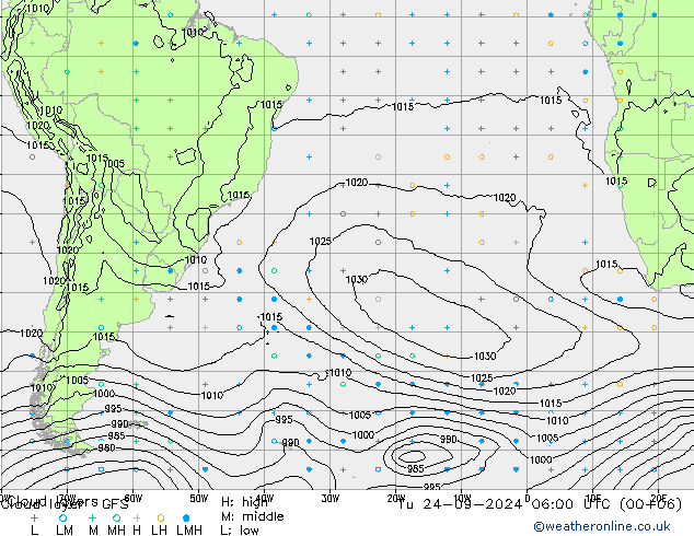 Cloud layer GFS Tu 24.09.2024 06 UTC