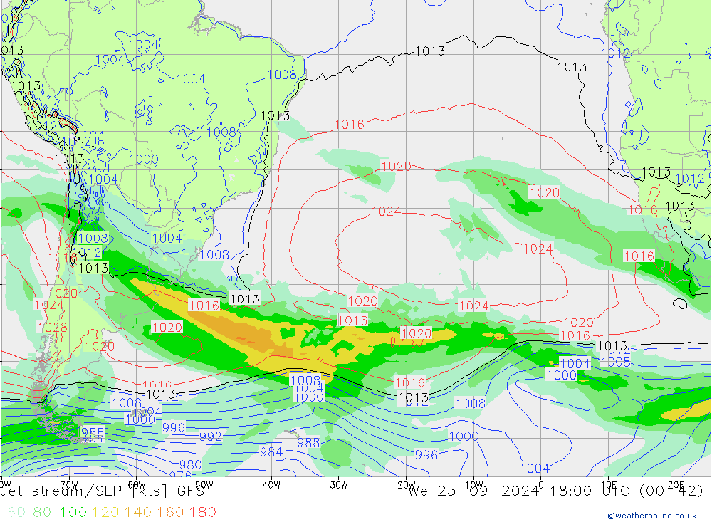 джет/приземное давление GFS ср 25.09.2024 18 UTC