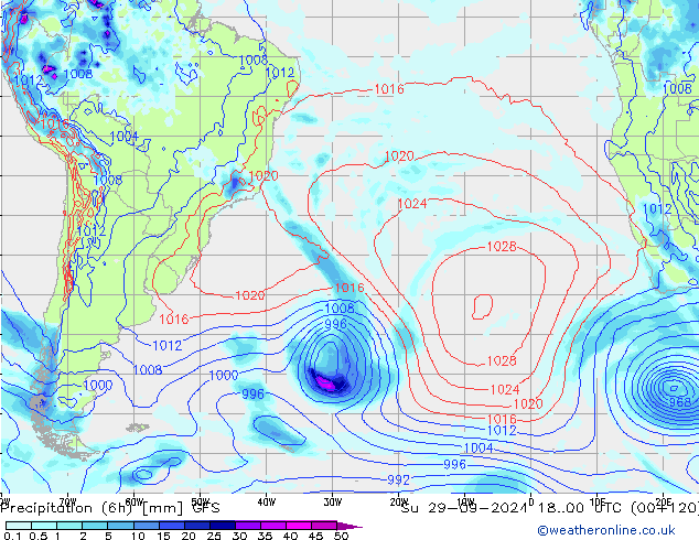 Z500/Yağmur (+YB)/Z850 GFS Paz 29.09.2024 00 UTC