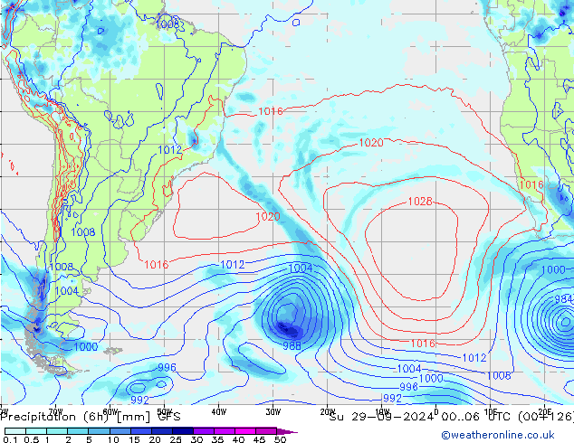 Z500/Rain (+SLP)/Z850 GFS So 29.09.2024 06 UTC