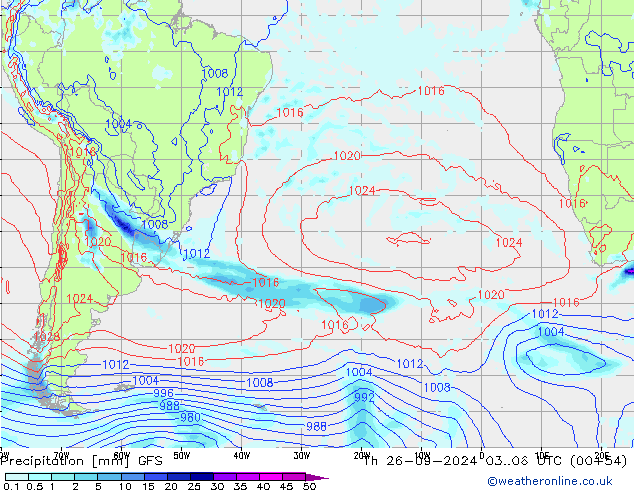 Precipitazione GFS gio 26.09.2024 06 UTC