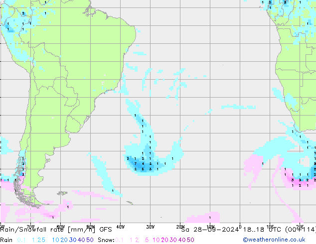 Rain/Snowfall rate GFS Sa 28.09.2024 18 UTC