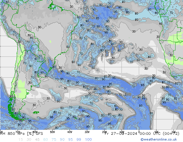 RH 850 hPa GFS pt. 27.09.2024 00 UTC