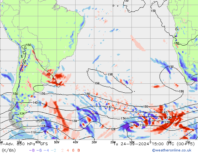 T-Adv. 850 hPa GFS mar 24.09.2024 15 UTC