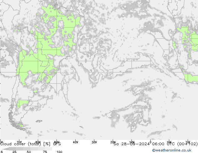 облака (сумма) GFS сб 28.09.2024 06 UTC